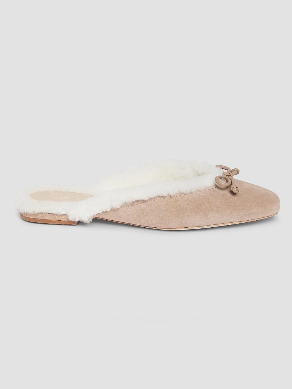 Women’s 22eleve Shearling-Lined Suede Mules in Chestnut Camel Off White